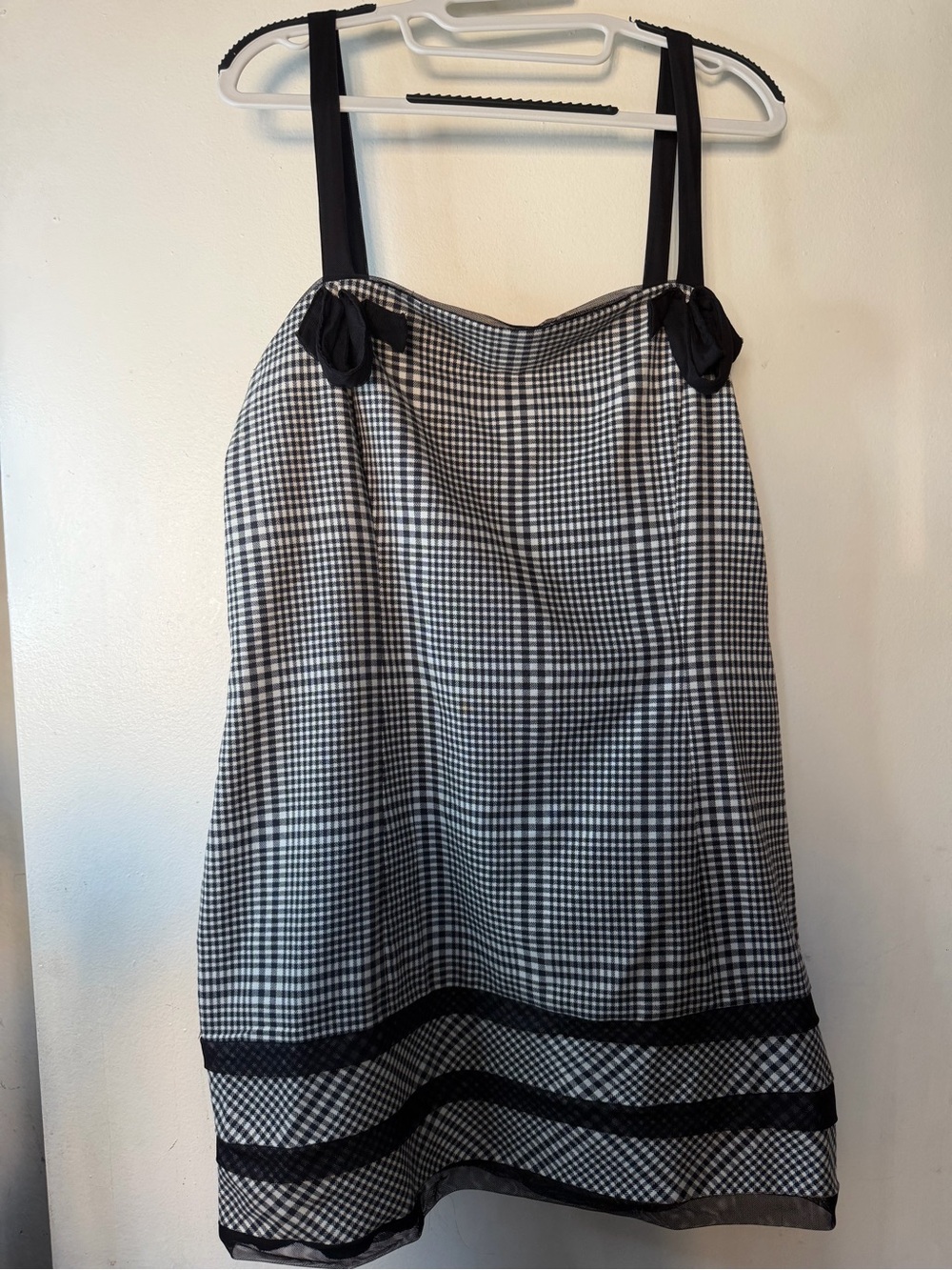 Kimchi Blue Plaid Mini Dress Black White Bow XL